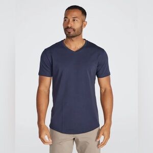 BYLT Drop-Cut V-Neck Deep Navy Blue Tee Shirt Short Sleeve